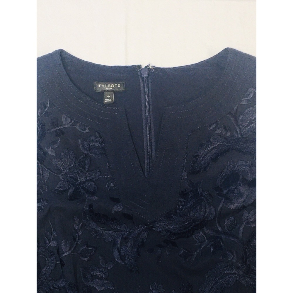 Talbots Navy Blue Cocktail‎ sleeveless Dress Lace 37 in length 4P Very Dressy - Picture 6 of 9